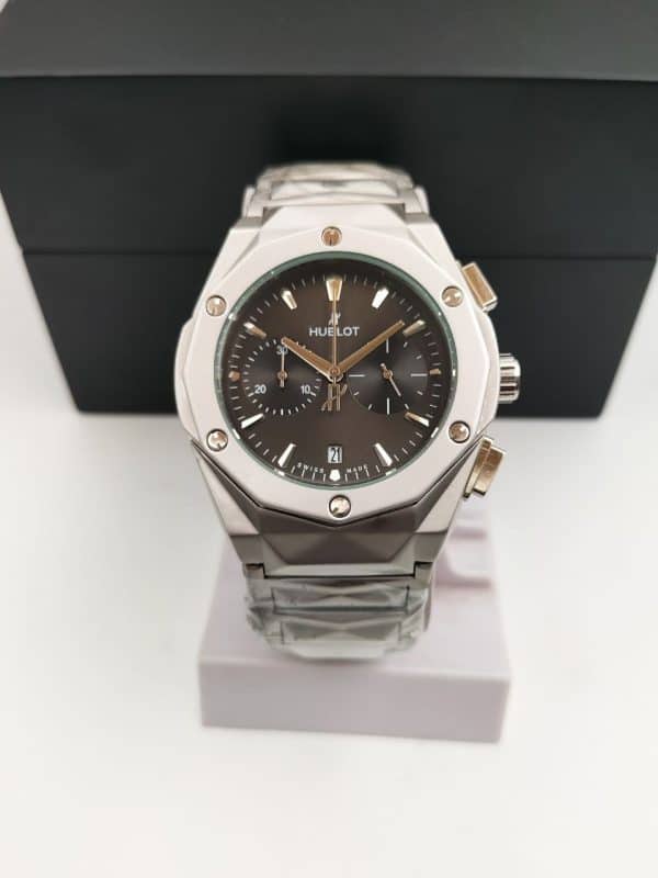 Hub_Lot Big Bang Classical Fusion “Black Dial Silver Strap” Chronograph Working. Men’s Watch