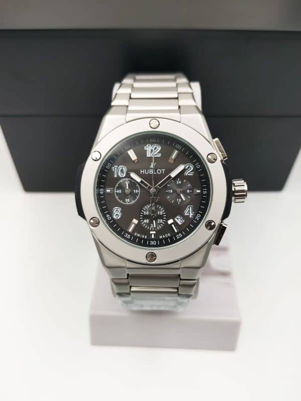 Hub_Lot Big Bang “Dark Black Dial Silver Strap” Chronograph Working. Men’s Watch. lot-1