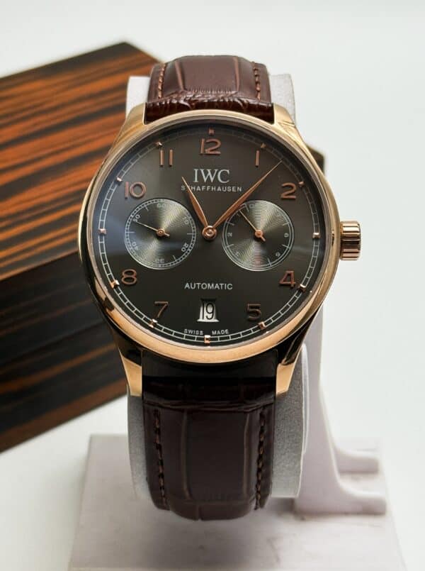 IWC Portugieser Automatic Brown Belt Dark Ash Dial Men’s Watch.